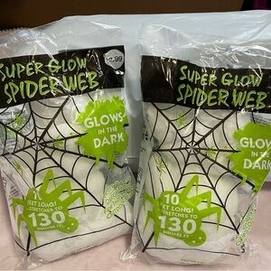 5 Packs - Super Glow In The Dark Spider Web Halloween Decor Indoor Outdoor Use